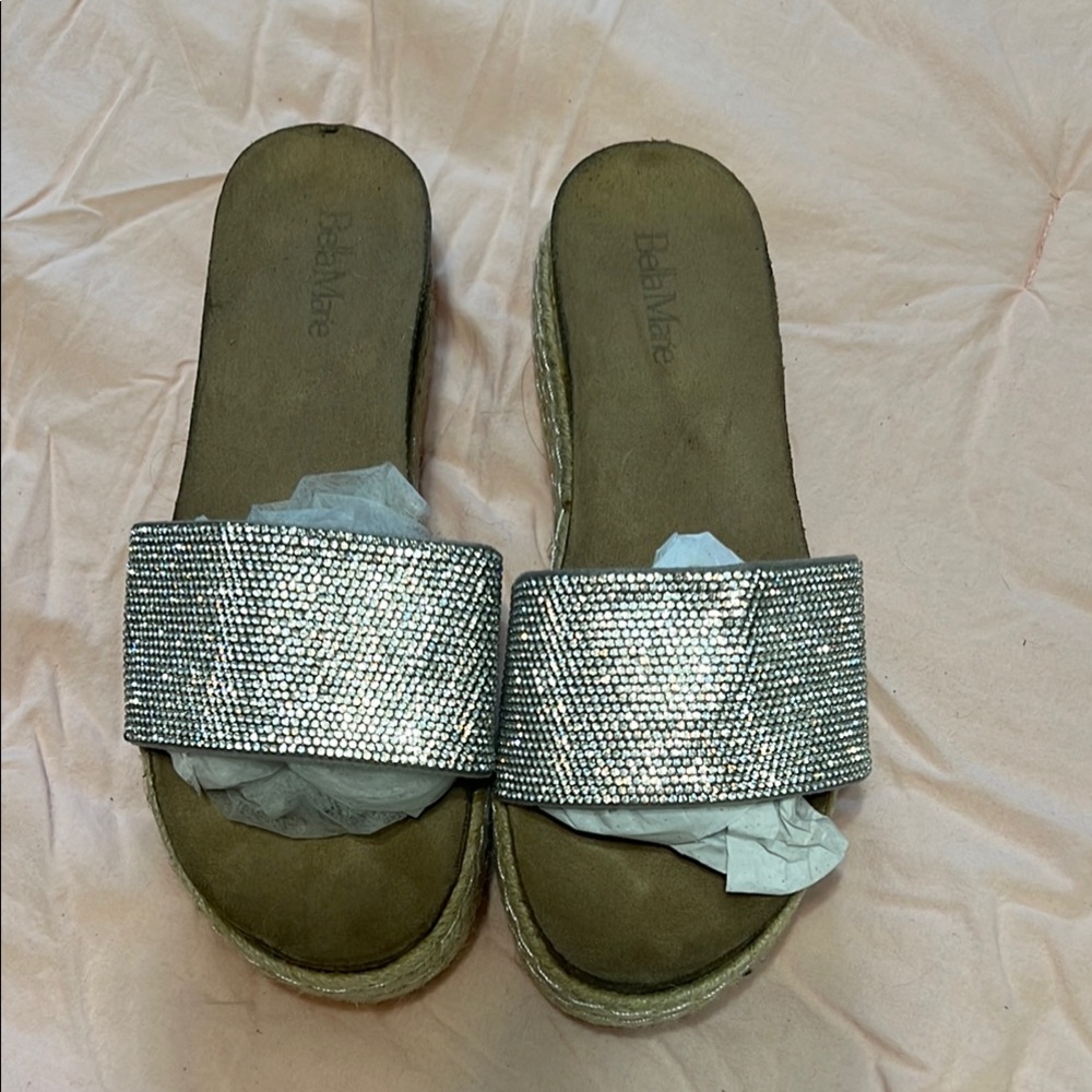 Bella Marie Silver Women's Slide Sandals - Picture 1 of 5